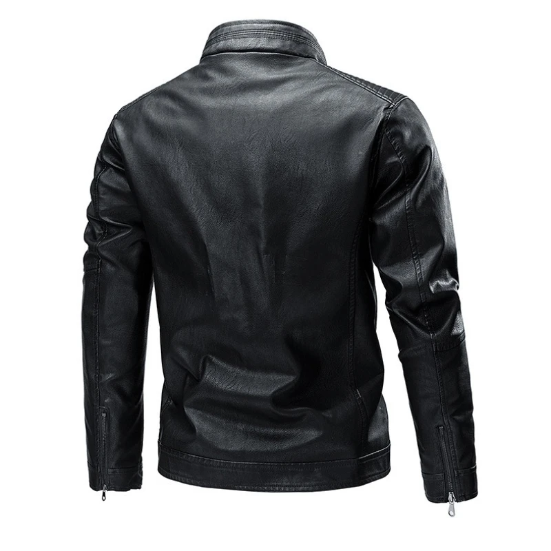 2024 Herren-Biker-Lederjacke, gestepptes Futter – Stehkragen, schmale Passform, Motorradmantel, warme Winter-Bomberjacke für Herren, M-5XL
