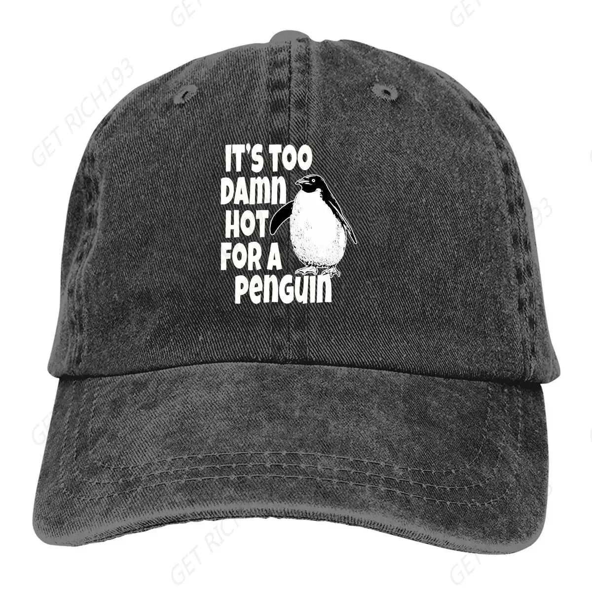 

Denim Cap Sun Visor Its Too Damn Hot Hip Hop Caps Penguin Cowboy Hat Peaked Hats One Size