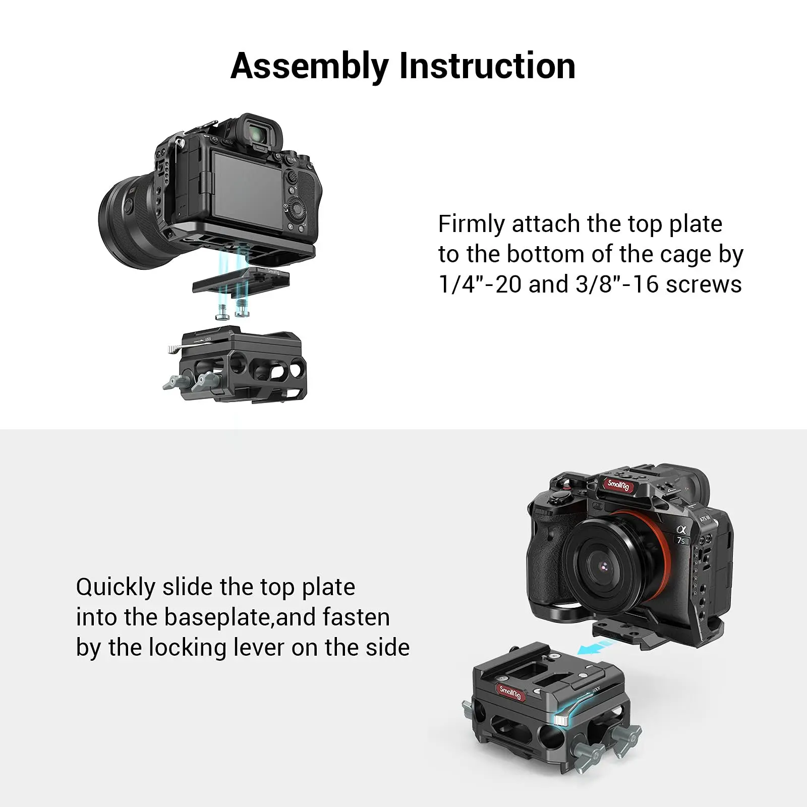 SmallRig Lightweight Base Plate Riser System For Sony with Dual 15mm Rod Clamp Plate for Manfrotto Style 40% Lighter