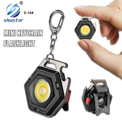 Mini lampe de poche à LED avec chargeur USB, imperméable conforme à la norme IP64, éclairage à large faisceau, porte-clé COB, idéal pour le travail ou le Camping