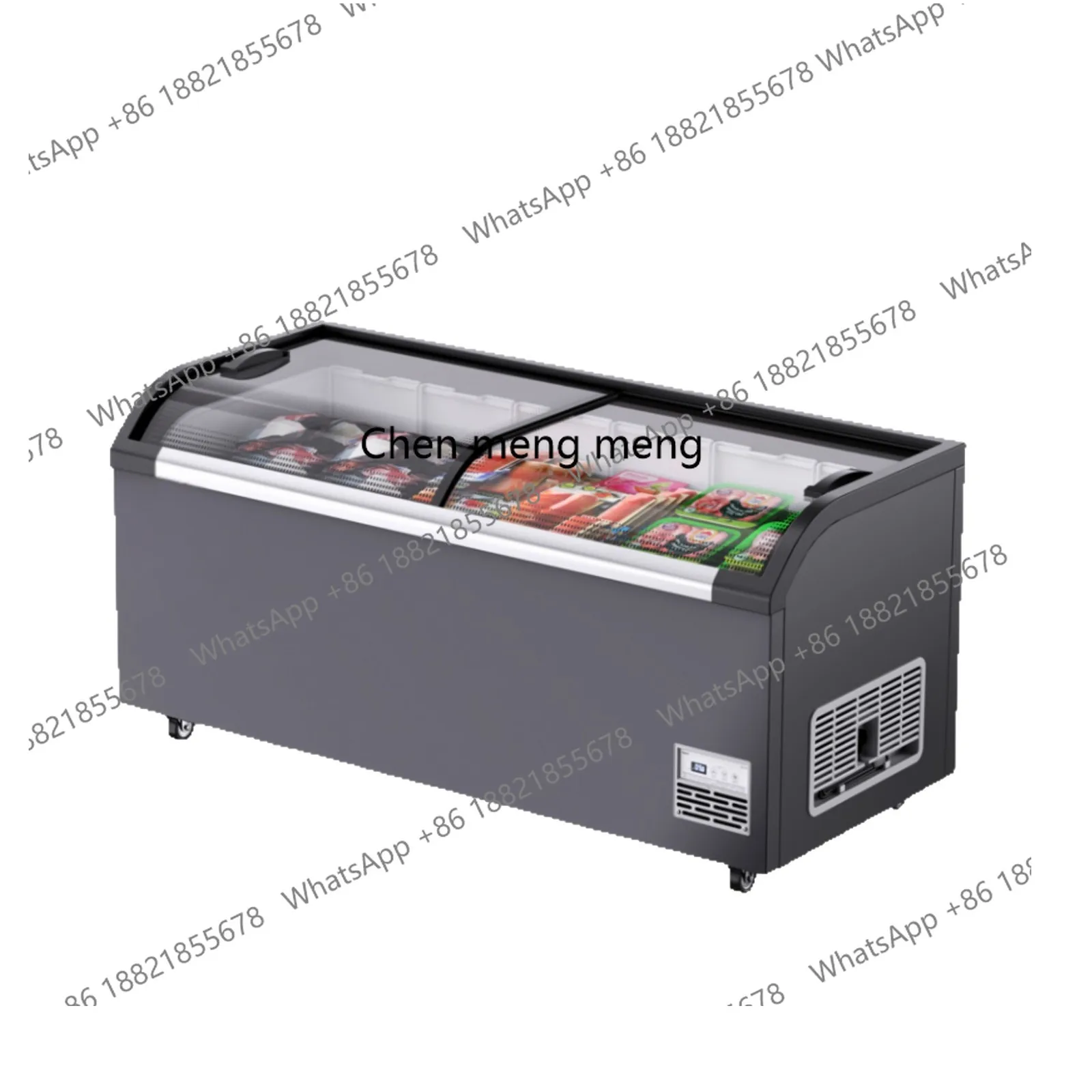 

Large capacity horizontal display cabinet curved glass door commercial freezer refrigerated freezer