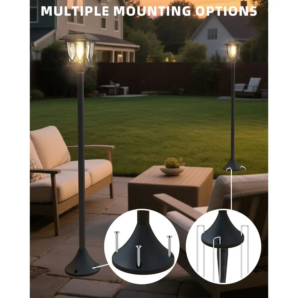 Conjunto de 2 Postes de Luz de Jardim de 40 Polegadas, em Metal e Vidro, à Prova d'Água, com Acendimento Automático do Anoitecer ao Amanhecer