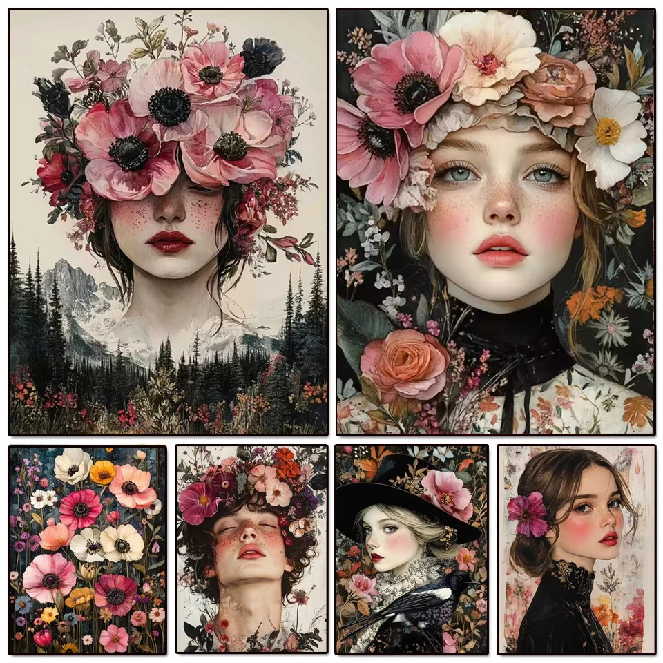 

Алмазная мозаика, настенное искусство, 5D DIY, красивая женщина и цветы, полная квадратная круглая вышивка, полный комплект для вышивки крестом