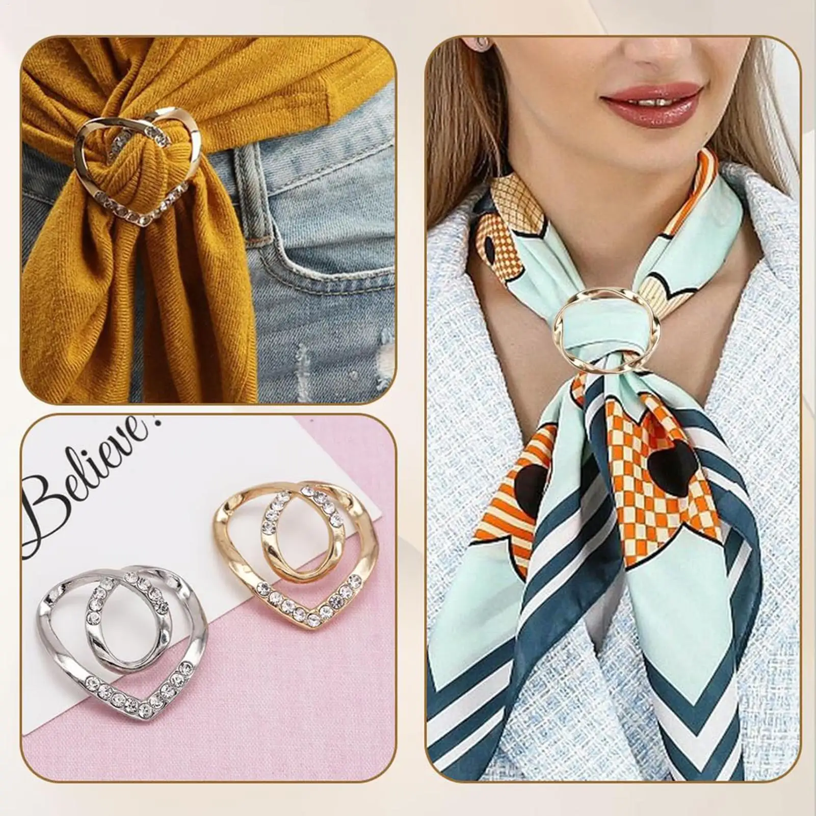 4Pcs/set clothes corner knot buckle Metal T-Shirt Tie Clips Fashion Clothing Ring Wrap Holder women clothing decorative buckle