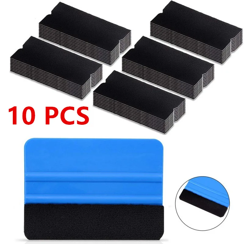 10pcs Black Cloth 10x3cm 10x5cm Fabric Replaceable Felt With Self Adhesive Glue For 3M Squeegee Car Vinyl Film Wrapping Scraper