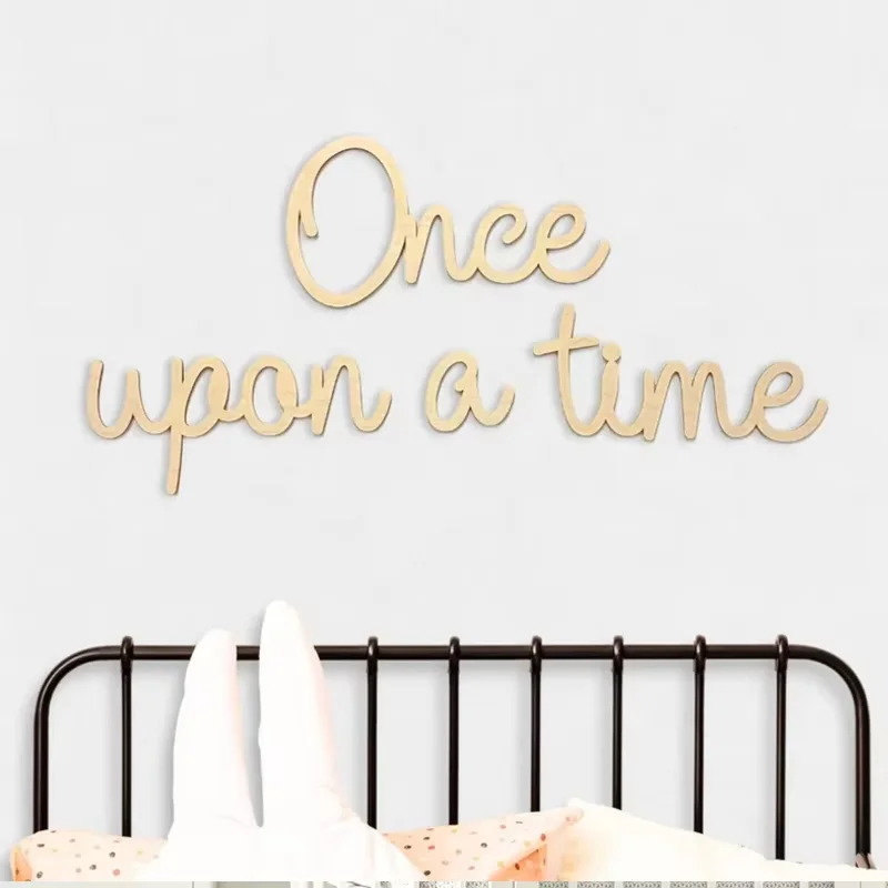 

Custom "Once Upon A Time" Sign Backdrop Wording- Painted Nursery Wood Sign Toddler Room Decor