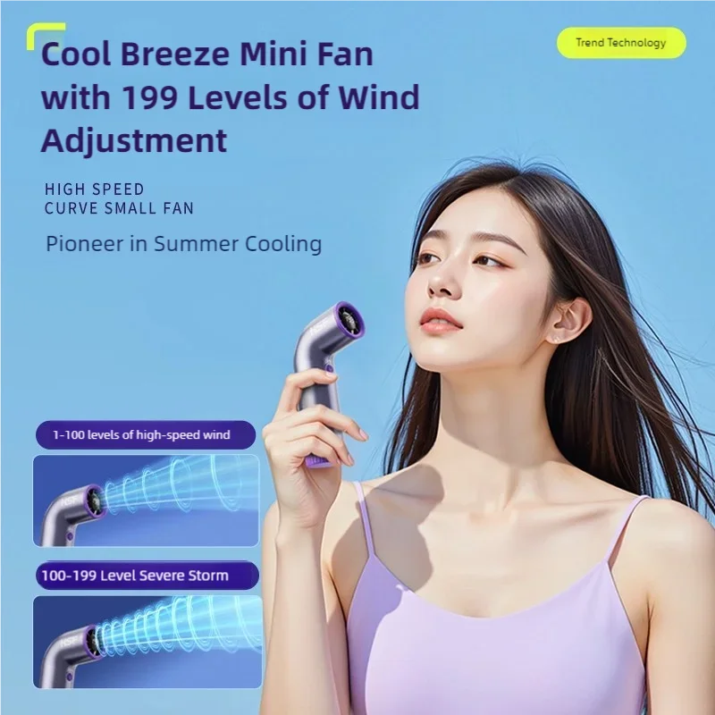 

Портативный мини-вентилятор 4000 мАч, 199 скоростей, турбо-режим, цифровой дисплей, бесступенчатая регулировка скорости, для улицы, с зарядкой через USB