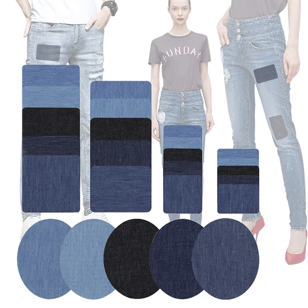 30/25/20/5 PCS Denim Patches DIY Iron On Denim Elbow Patches Repair Pants For Jean Clothing Pants badges Apparel Sewing Fabric