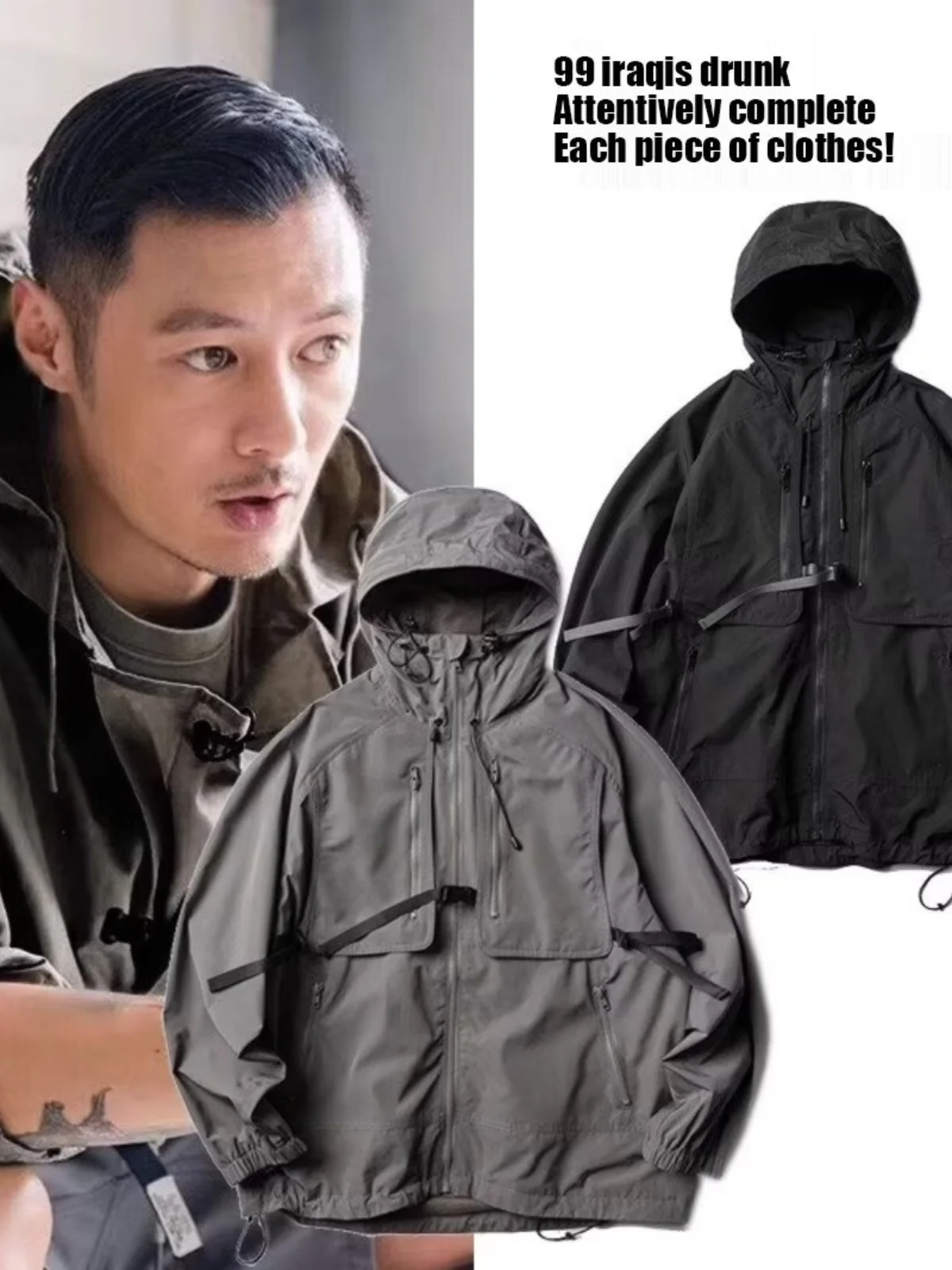 

American Sle MA Jaet Men's Spring Autumn Winter Zipper Trendy Hong Kong Sle Workwear Jaet Youth ular Loose Fit