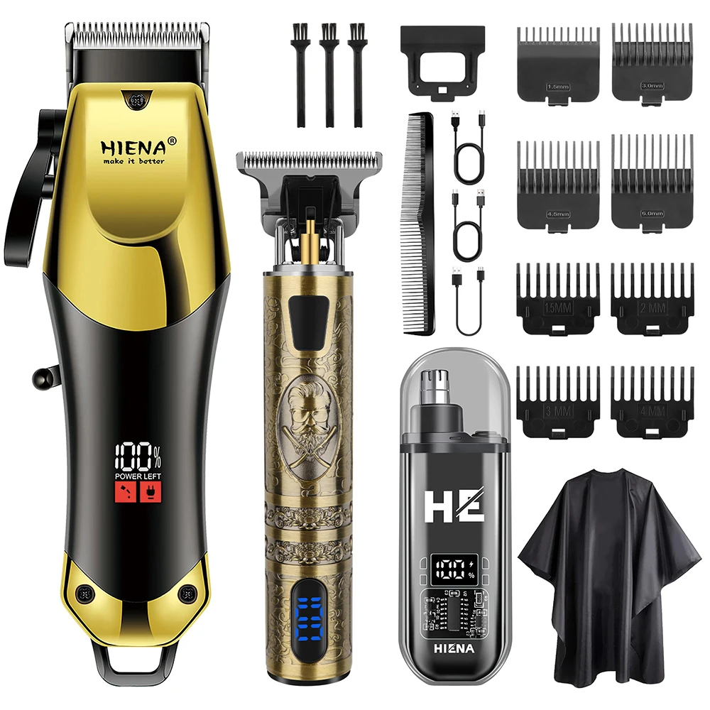 hiena teimmer Men's Hair Clipper Professional Electric Hair Clipper USB Rechargeable Barber Trimmer Men's Electric Hair Clipper