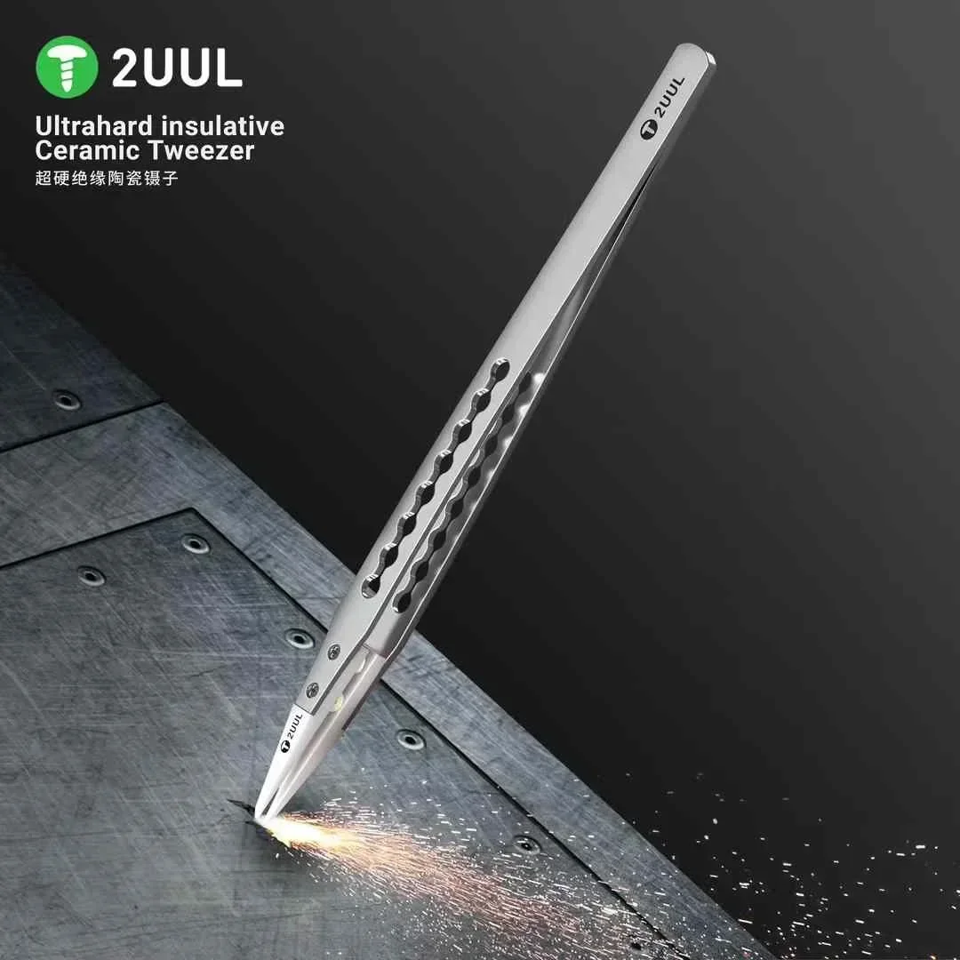 2UUL TW31 Ultrahard ฉนวนเซรามิค Tweezer Anti-Static สําหรับโทรศัพท์มือถือชิปแหนบโทรศัพท์มือถือ/CPU/IC/PCB ซ่อมแหนบ