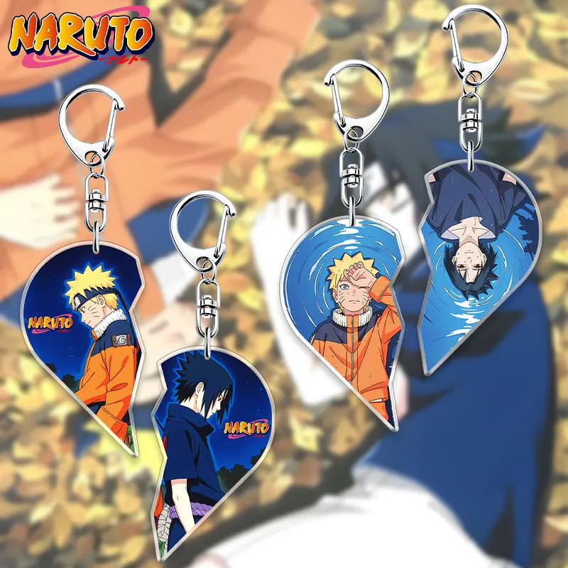 NARUTO 6 cm Anime Acryl Herzförmigen Schlüsselbund Rucksack Dekorative Anhänger Metall Zubehör Intarsien Schnalle Heißer Verkauf Geschenk