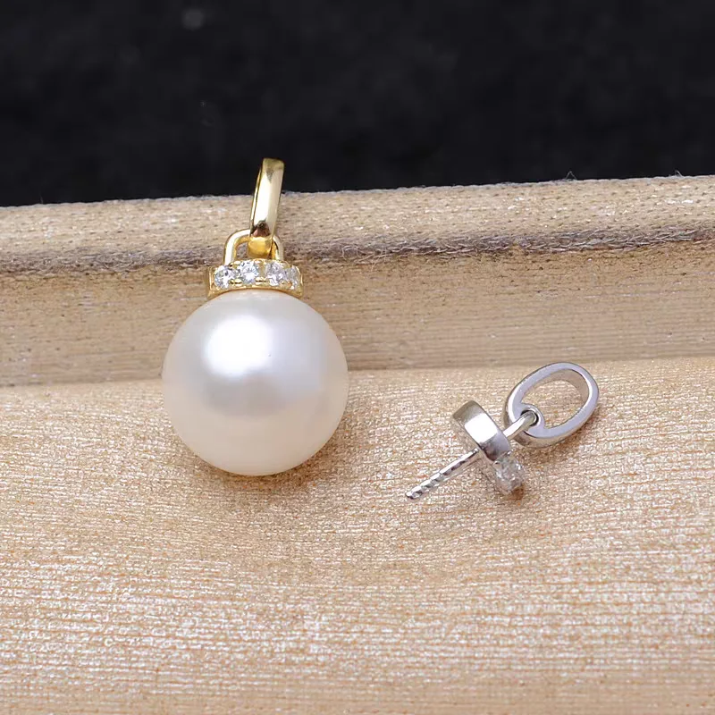 

Wholesale S925 Sterling Silver Pendant Mounts Base Findings Settings Mountings Jewelry Fittings for 12-14mm Pearls 3pcs/lot