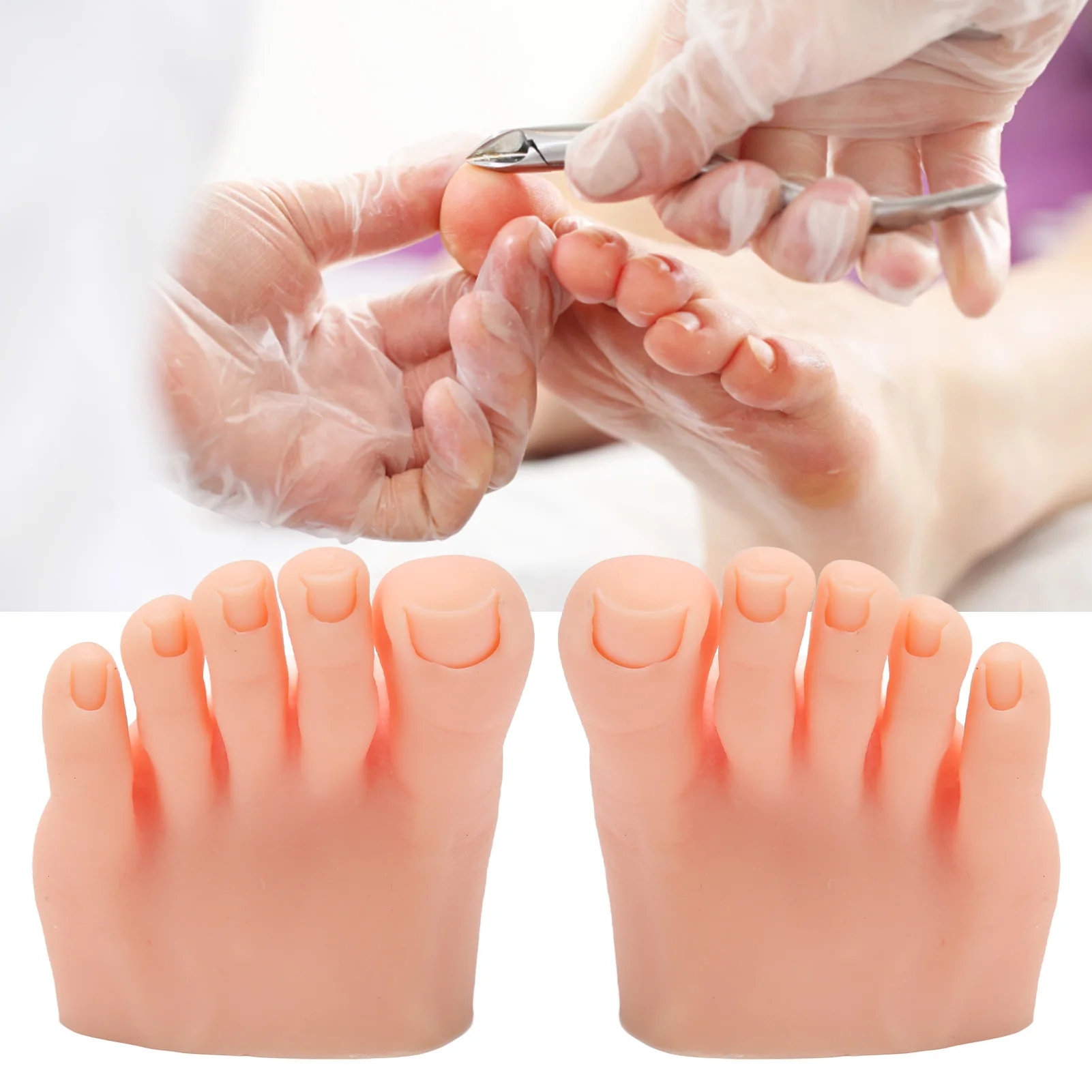 Tattoo Practice Foot Model Nails Art Training Display Fake Half Foot Model Light Skin Color Tattoo Practice Silicone Foot Model