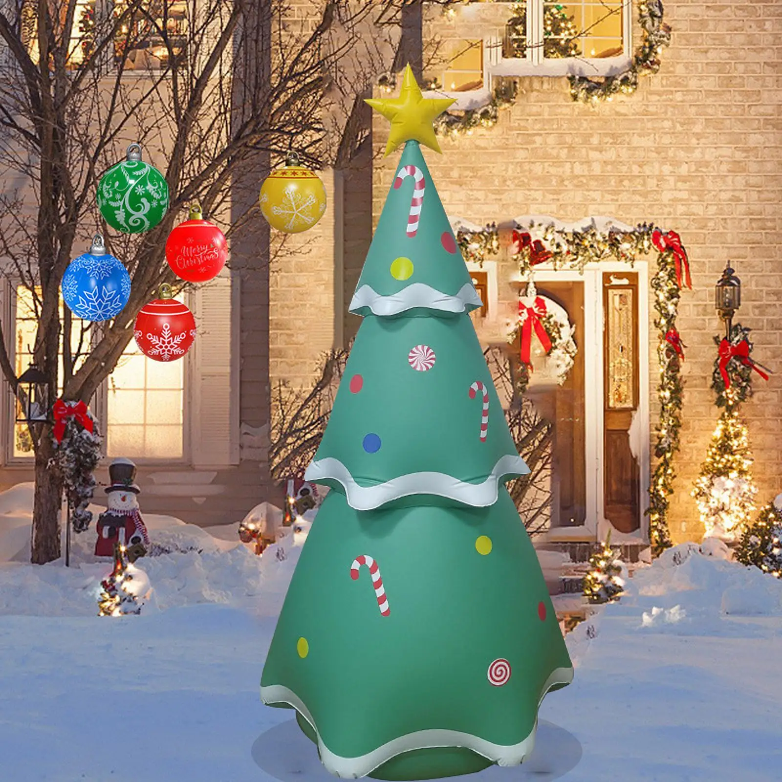 7 ft Inflatable Xmas Tree Portable Decorative Ornament for Garden Lawn Yard