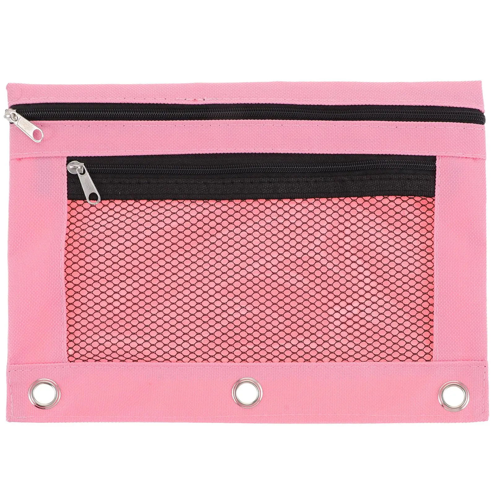 

Three-hole Pencil Case Oxford Cloth B5 Stationery Bag Transparent Binder Office (black) Pens Pocket Pouches Clips Detachable