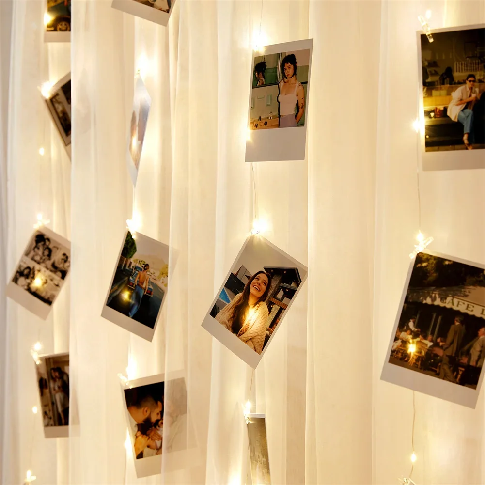 

LED Photos Clip String Lights 8 Modes Bedroom Wall Decorations for Wedding Valentine's Day Anniversary Birthday Party Supplies