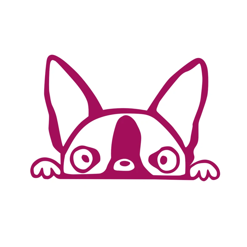 Peeking Boston Terrier (A14) Vinyl Decal  Car Sticker Windows Wall Decor Kids Room Decoration  Many Colours
