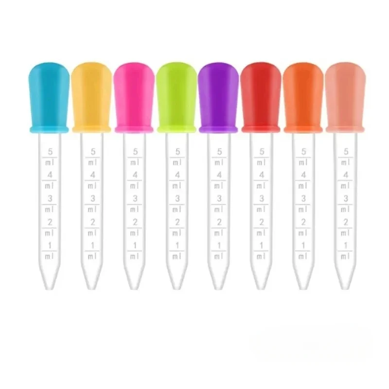 1-18PCS Random Color 5ml Feeding Medicine Liquid Silicone Eye Ear Pipette Dropper Pipette School Lab Experiment Supplies Dropper