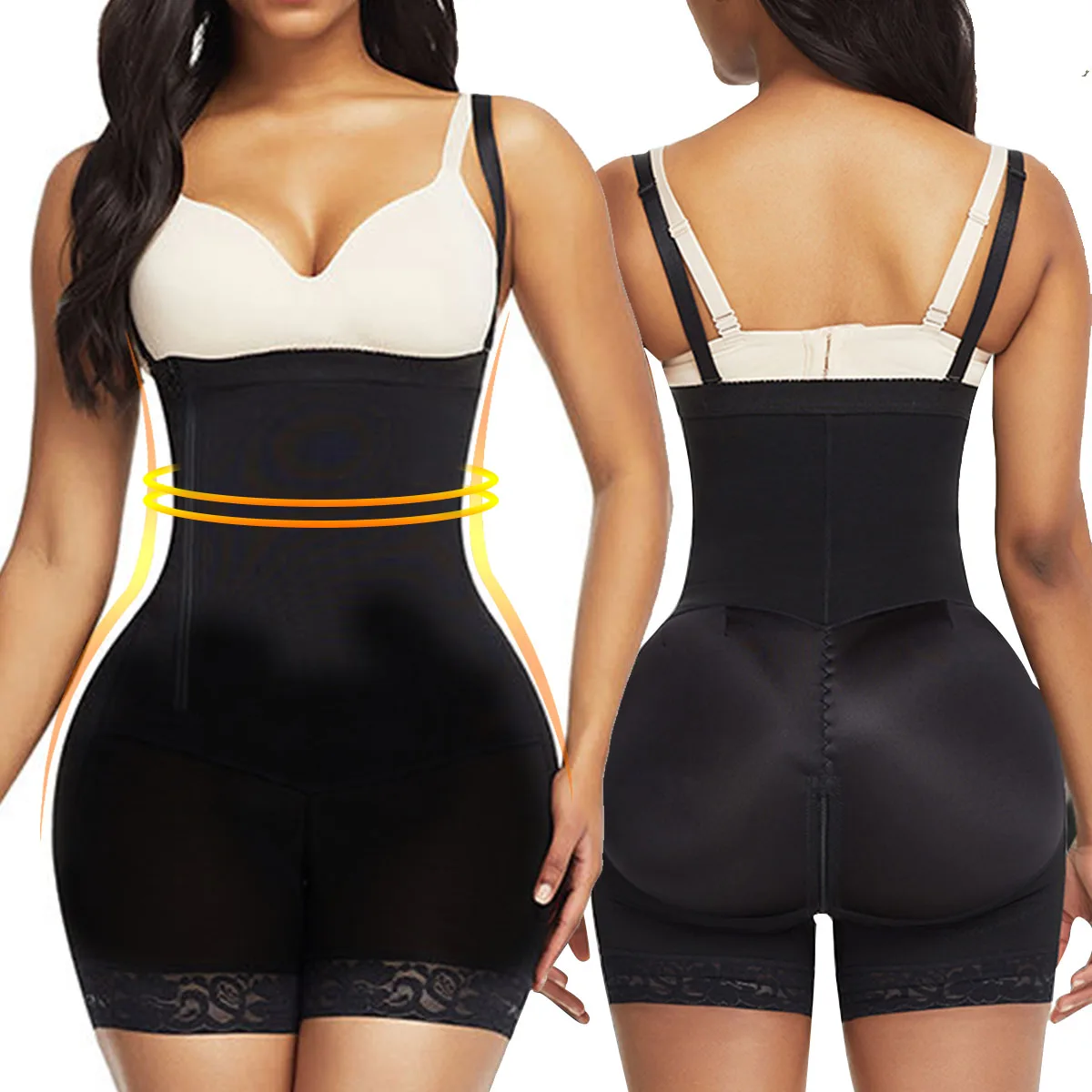 Waist Slimming Zipper Bodysuit Crotch Side Zipper Shapers Fajas Colombianas Shapewear For Women