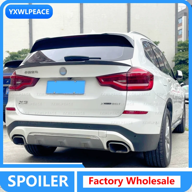 

For BMW X3 G01 2018-2022 Real carbon fiber and ABS Glossy black Rear Middle Wing Lip Boot Spoiler Body Kit Accessories