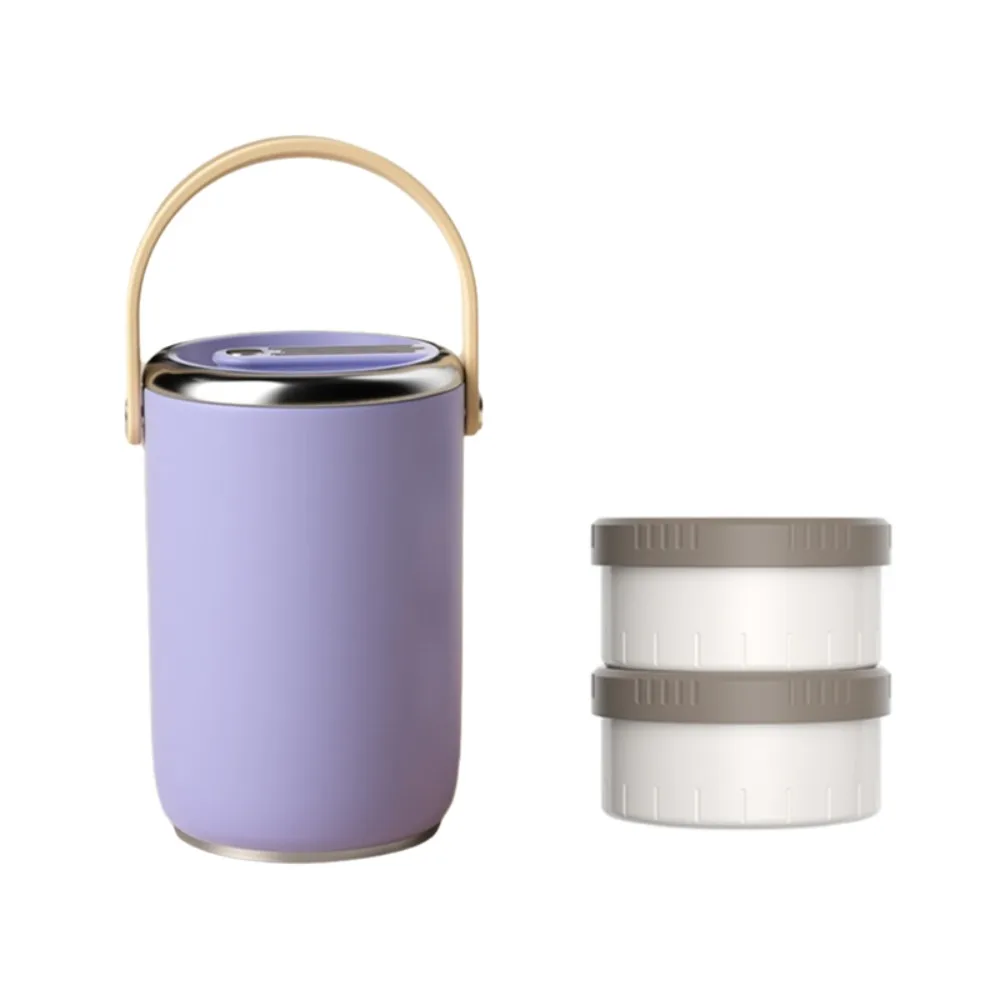 Multi-layer Vacuum Insulated Food Jar Long-lasting Heat/Cold Retention Large Capacity Insulated Food Bucket Removable