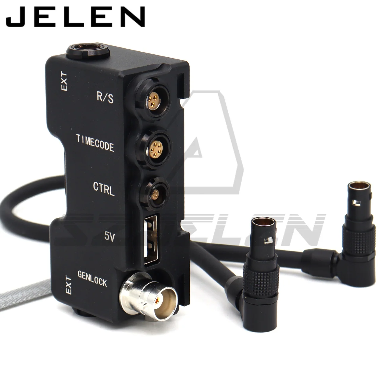 B-Box  RED KOMODO EXT9-pin splitter-R/S (3pin Fischer) Time code (0B 5pin) CTRL (00B 4pin) 5V (USB) Genlock (BNC)