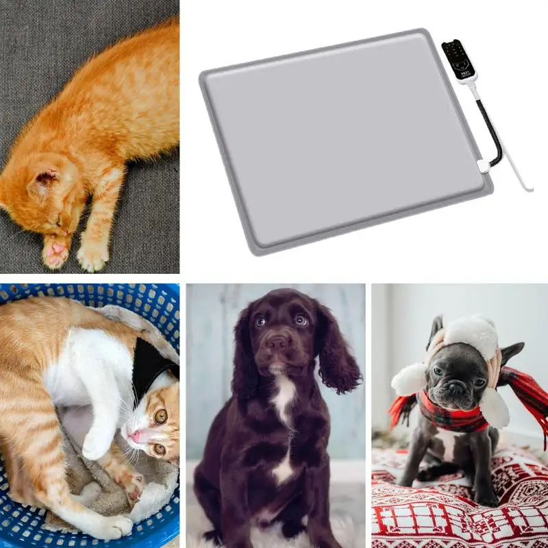 Cat Warming Pad Waterproof Cat Dog Pet Heating Pad With Timer Evenly Heated Indoor Animals Beddings Cold Weather Pet Mat For