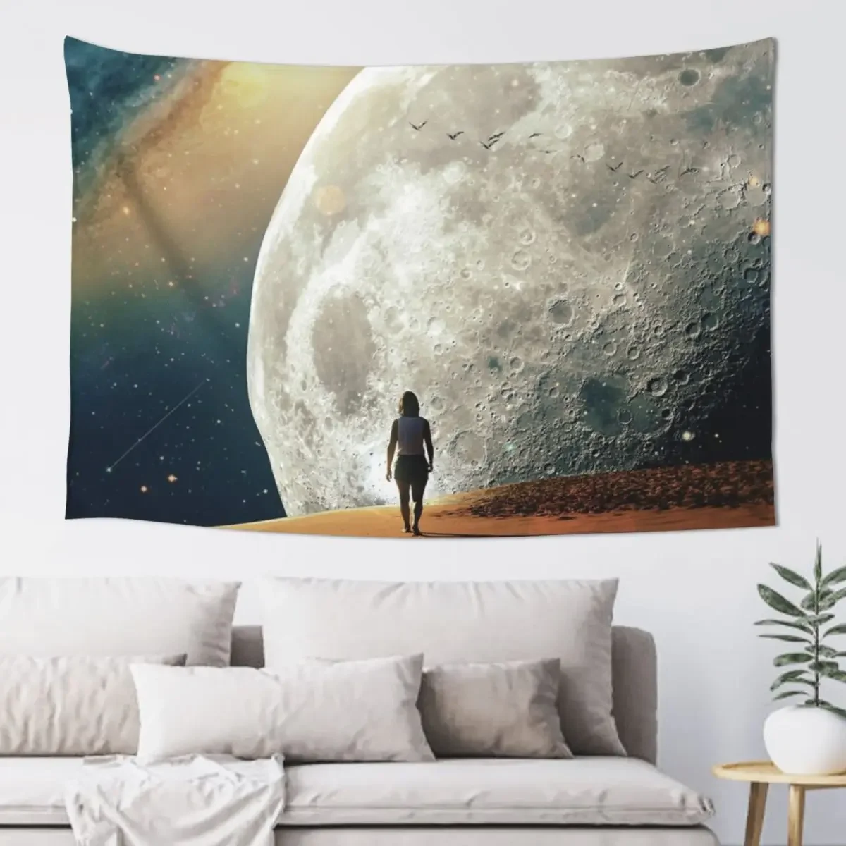 

Alone With The Moon II Tapestry Carpet On The Wall Home Decoration Nordic Home Decor Room Aesthetic Decor Tapestry