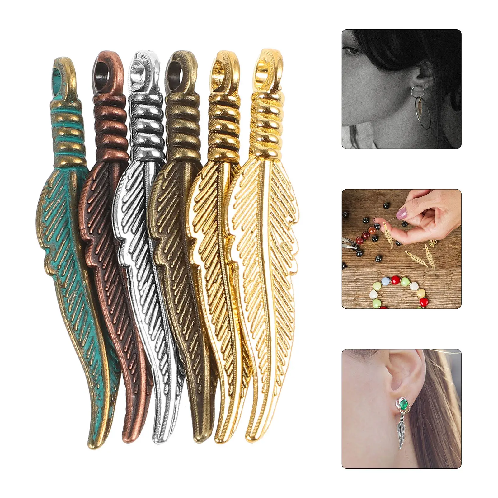 

120Pcs Plume Leaf Pendants Vintage Alloy Charms for Jewelry Making DIY Handmade Crafts Necklace Bracelet Supplies