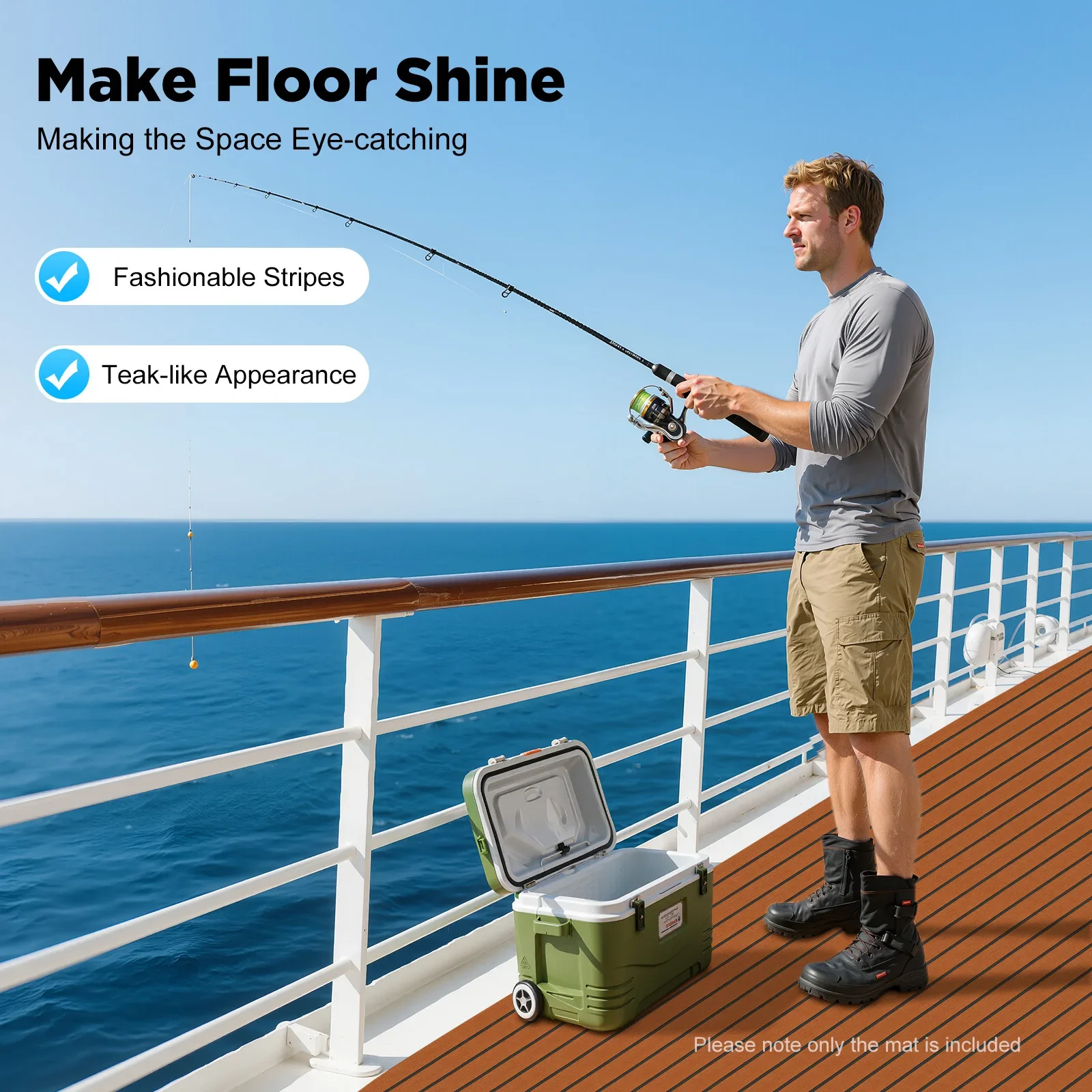 إيفا رغوة قارب الأرضيات حصيرة عدم الانزلاق التزيين ورقة 240x60 سنتيمتر ، ذاتية اللصق البحرية حصيرة لسطح القارب RV يخت كاياك أرضية حمام السباحة