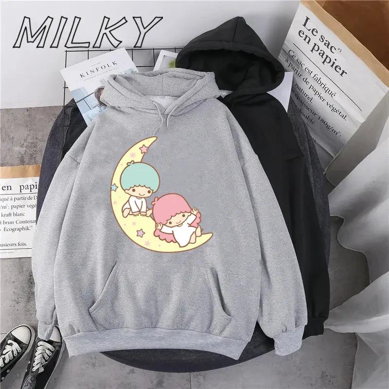 Vintage Little Twin Stars Printed Hoodie Street Style Casual Hoodie Fashion Kiki Lala Women's Long Sleeve Clothing Dropshipping