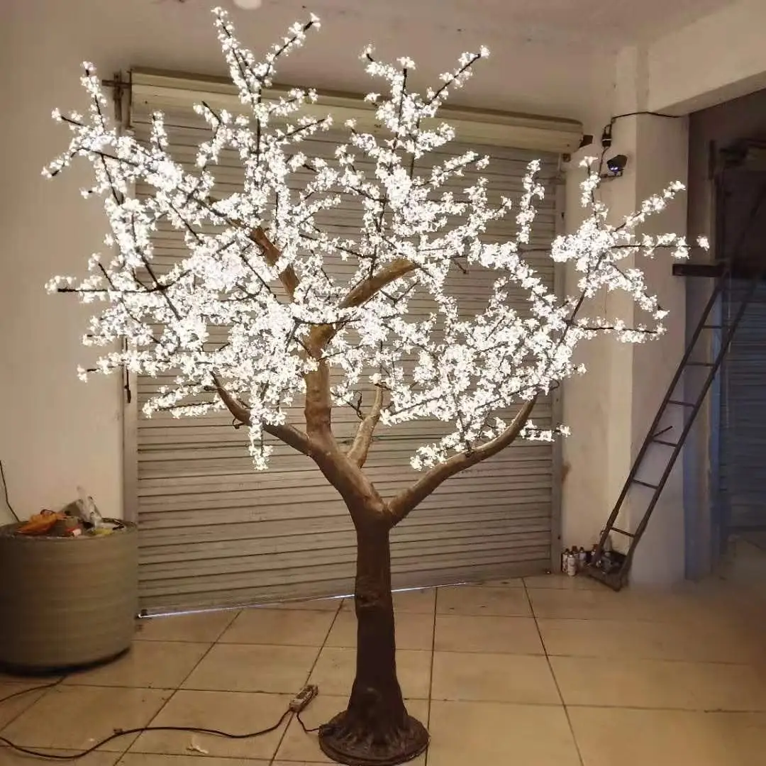 White Cherry Blossom Tree 3.5m High Illuminated Artificial LED Light Outdoor Decorative Garden Wedding Christmas Landscape