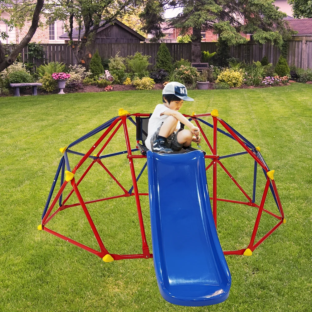 6ft Dome Climber with 1.2m Slide for Age 3+ Climber with Climbing Stones Outdoor Games Games for Kids