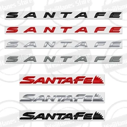Metal 3D For Santa Fe Logo Front Hood Badge Letter Logo Car Rear Trunk Body Sticker Emblem Accessories