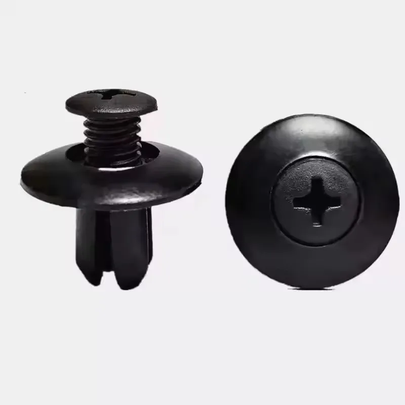 100/50pcs 8mm Plastic Fasteners Screws Universal Car Bumper Fender Black Rivets Car Fastener Push Pin Clips Auto Accessories view 4