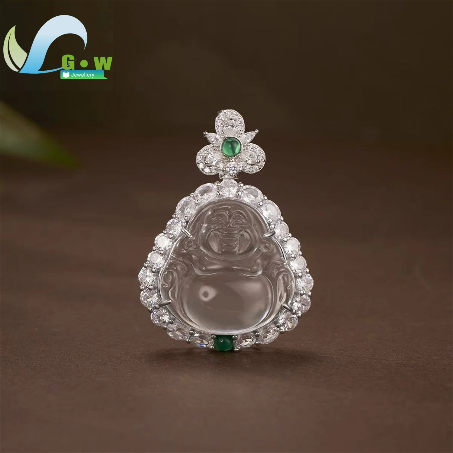 Natural Jade Laughing Buddha Pendant Necklace Women High End Chubby Buddha Amulet Light Luxury Collarbone Chain Fine Gemstone