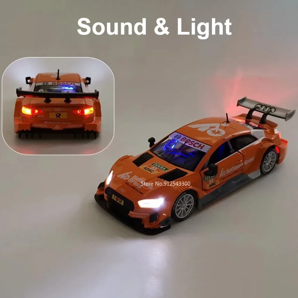 CCA 1/32 Audi RS5 DTM Racing Car Model Toy Metal Pull Back Sound Light Simulated Alloy Cars Model Children Toys Gifts Collection