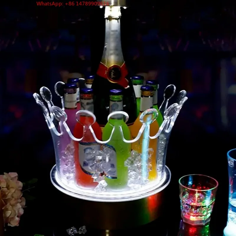 Premium Custom LED Liquor Display StandCustomizable Factory 12L Acrylic LED Rechargeable Ice Bucket Plastic Display Rack For Hom