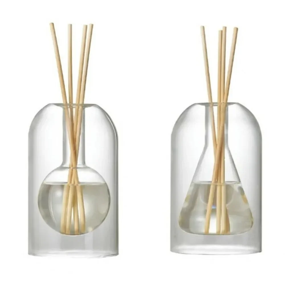 130/200ML Transparent Glass Aromatherapy Diffuser Bottle Glass Storage Containers Home Decoration with Diffusers Sticks