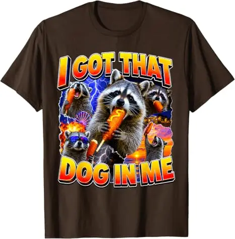 Ich habe diesen Hund in mir, ein Waschbär frisst einen Corn Dog, Bootleg, Vaterwitz, T-Shirt, Y2k, Food Art, Hotdog-Liebhaber, Grafikbekleidung, Damen, Herren, Neuheit – Detail 10