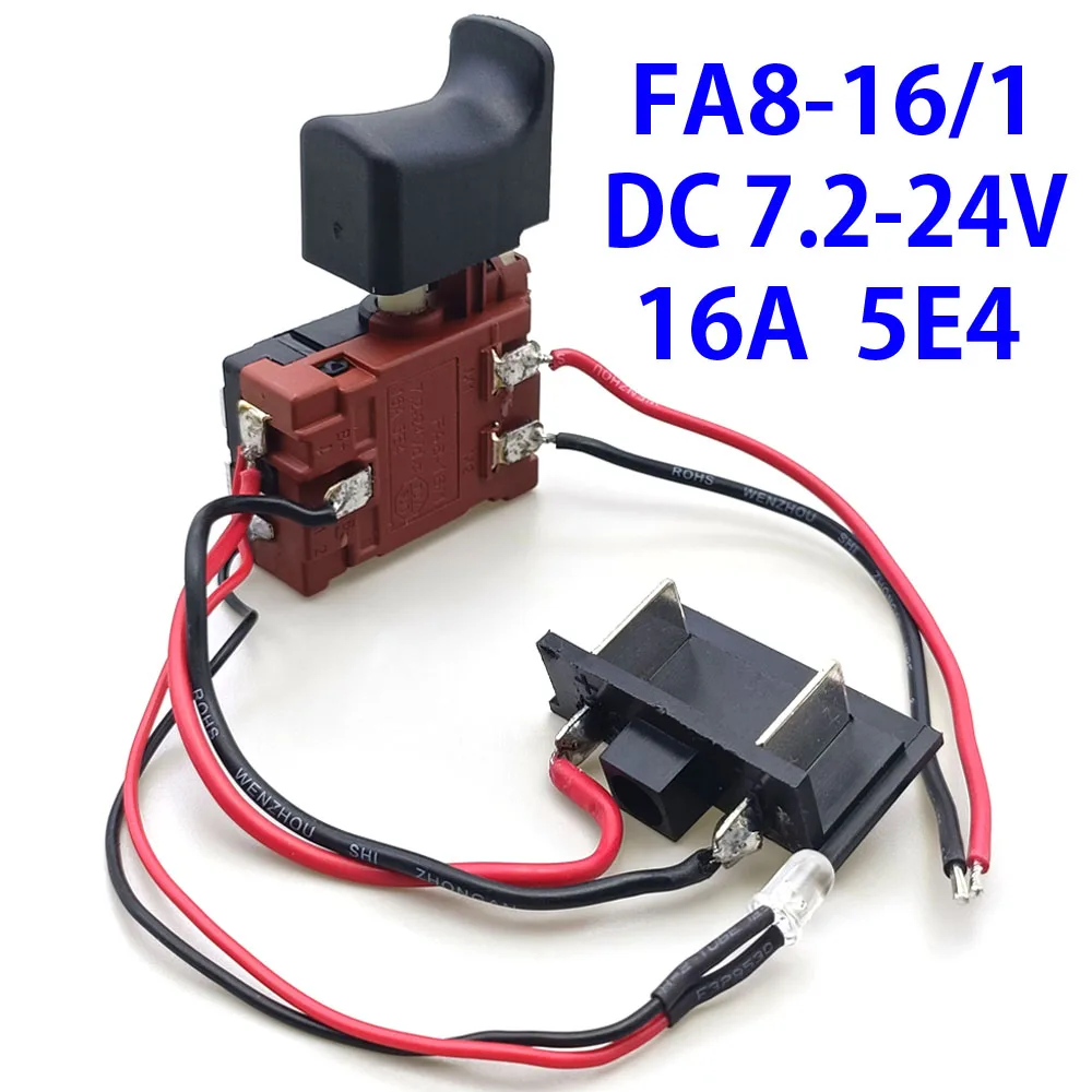 Electric Drill Dustproof Speed Control Push Button Trigger Switch DC7.2-24V Lithium Battery Drill Speed Power Tool Accessories