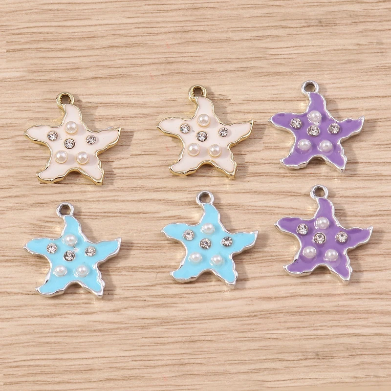 

Tusember 10Pcs Colorful Pearls Crystal Starfish Charms For DIY Findings Handmade Jewelry Making Bracelet Necklace Earring Craft