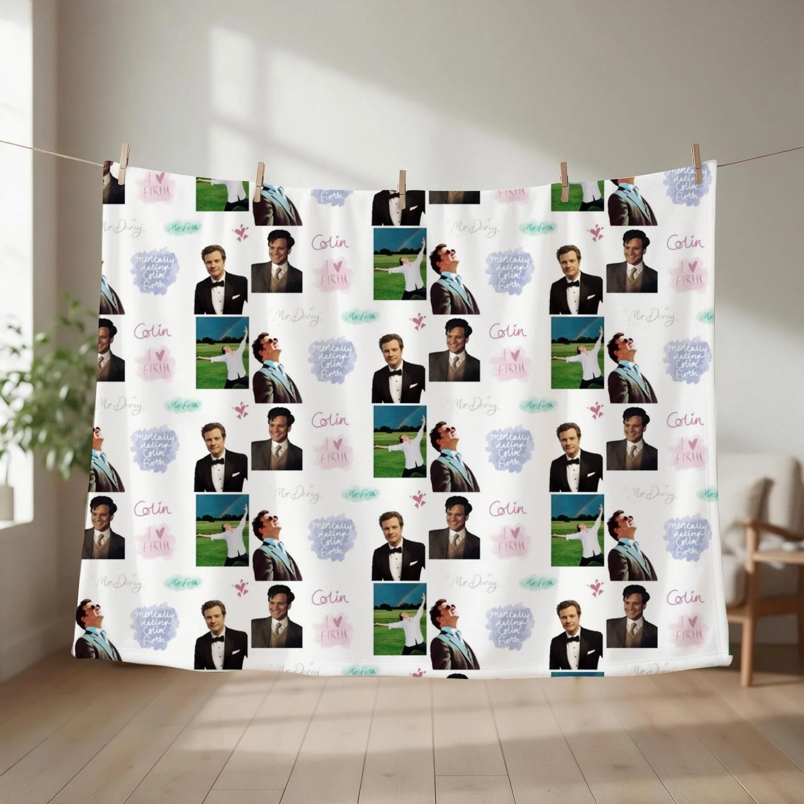 Colin Firth Set 2 Throw Blanket couch cozy soft plush fuzzy picnic outdoor blanket