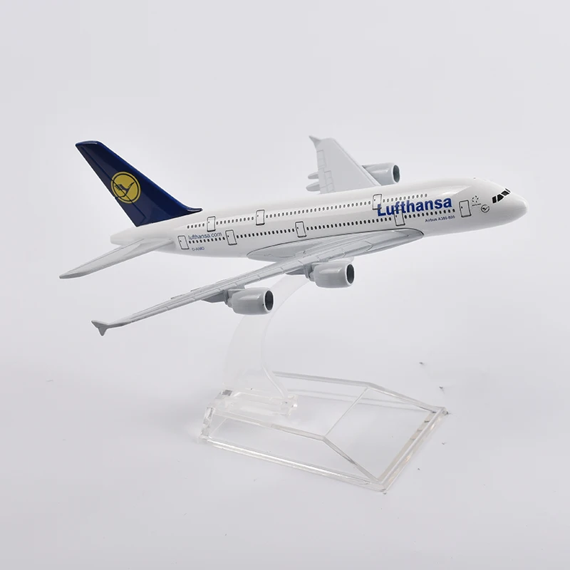 Jason Tutu 16Cm Lufthansa Airbus 380 Airways Vliegtuig Vliegtuig Diecast Metalen 1/400 Schaal Vliegtuigen