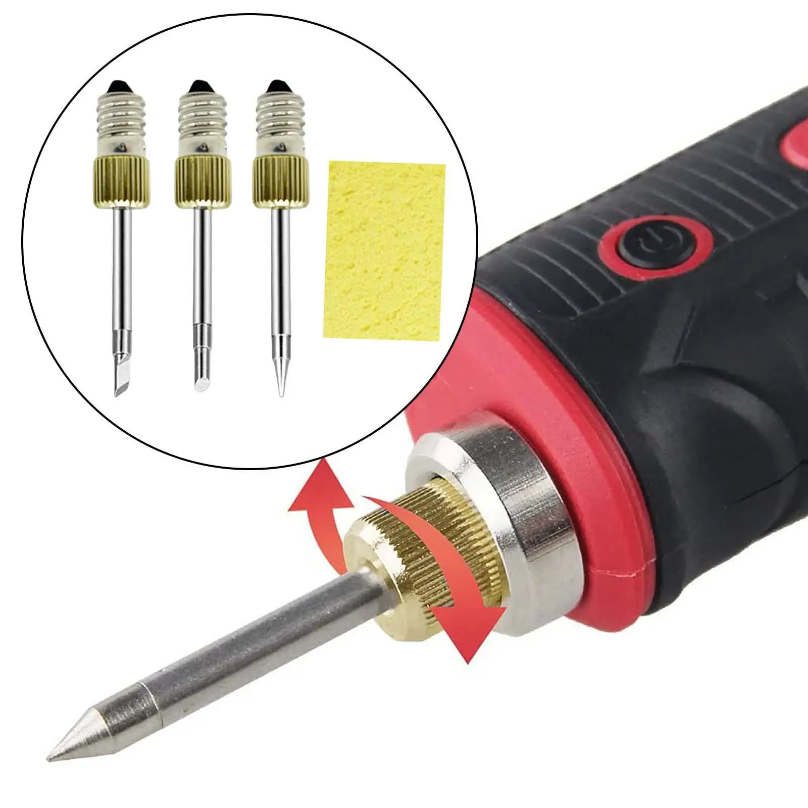 Premium Soldering Iron Tips with Cleaning Gear - Pack of 3