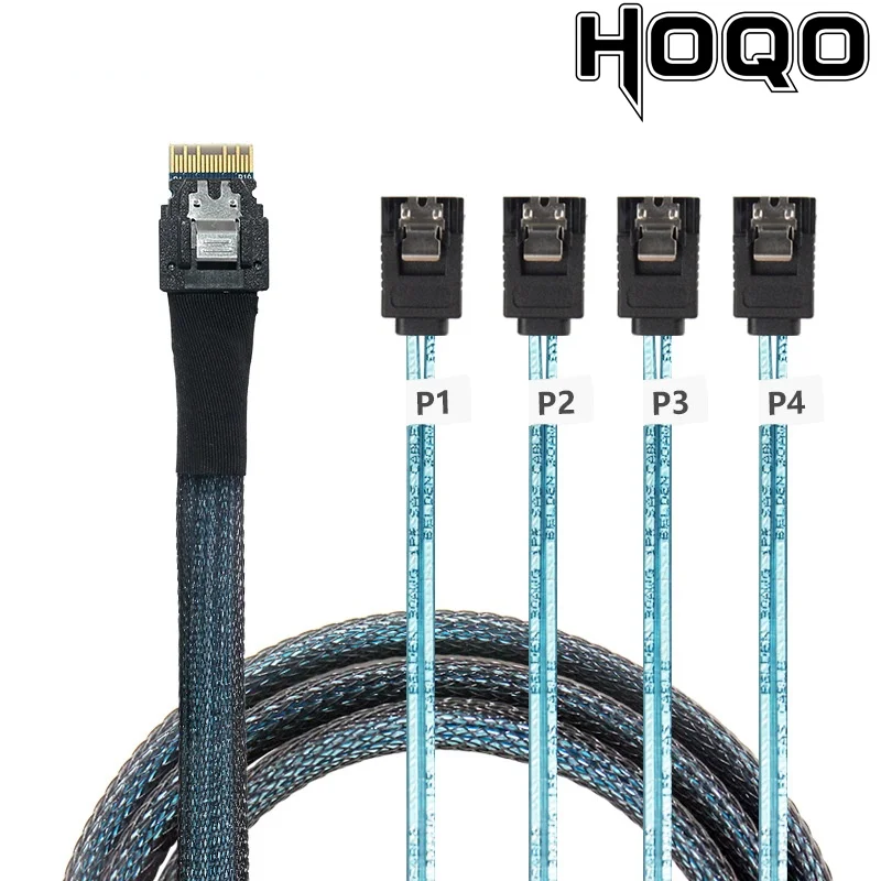 10Pcs Mini SAS Cable Slim SAS SFF-8654 4i to 4 SATA disk cable RAID high-speed cable from the host to the target disk