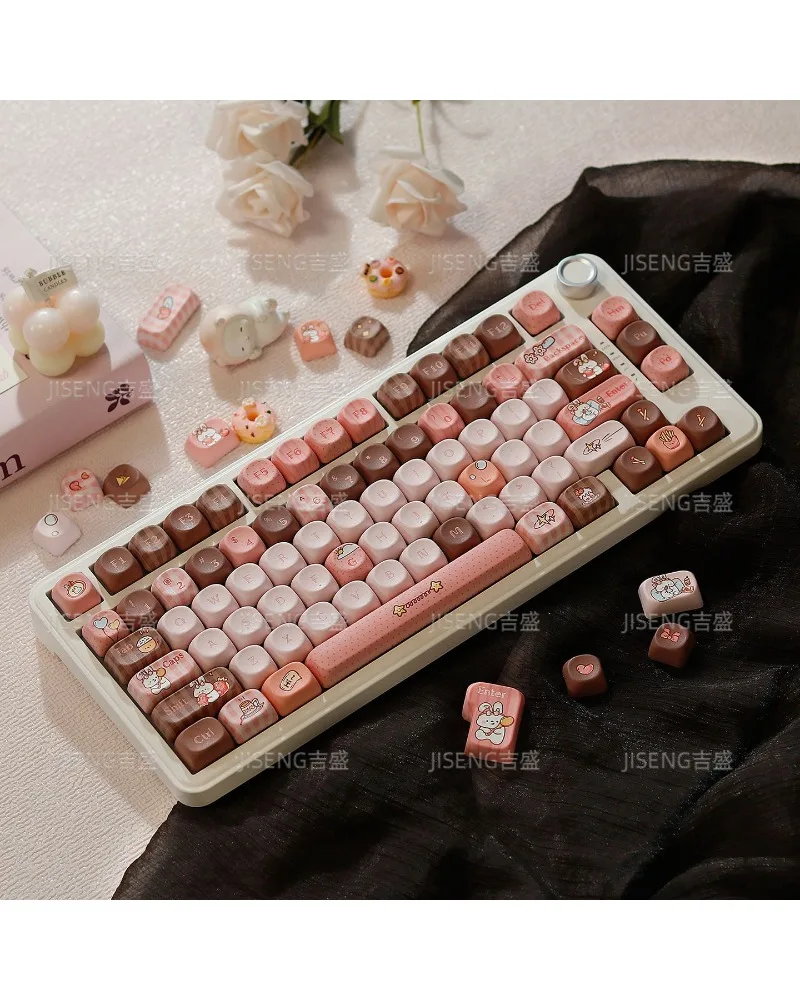 MOA high keycap mechanical keyboard round cute obedient rabbit daily pbt five-sided sublimation custom split