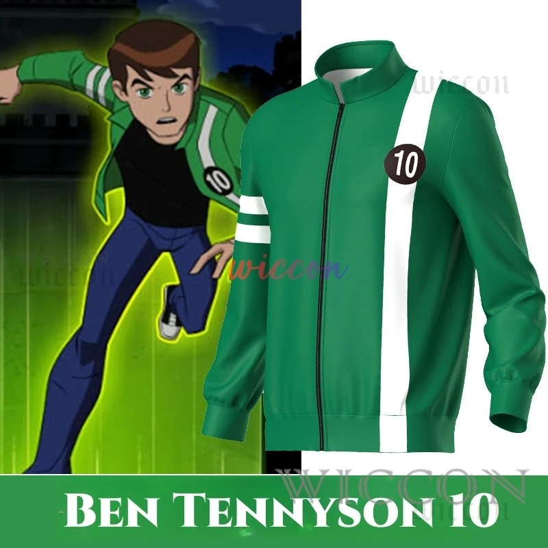 Ben Tennyson 10 Cosplay Coat Adult Kids Unisex Green Jacket Casual Halloween Costume Uniform Overcoat Tops Party