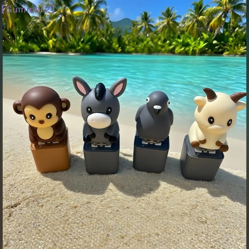Monkey Pigeon Lamb Donkey Animal Keyboard Fidget Toys Keychain Finger Button Clicker Decompression Toys with LED Light〔Sum2〕